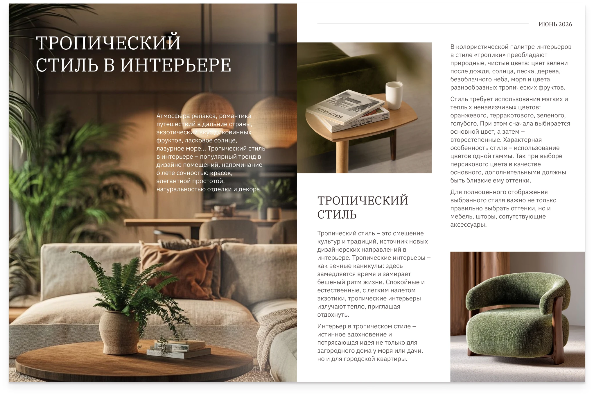 Разворот журнала GretaHouse о тропическом стиле